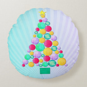 Almofada Redonda Arte popular da rareza do Natal de O