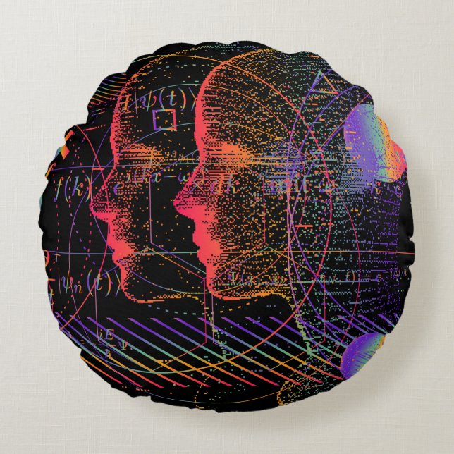 Almofada Redonda Artificial Intelligence and Virtual Reality concep (Frente)