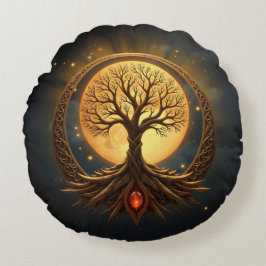 Almofada Redonda Árvore da Vida – Iluminação ao Luar