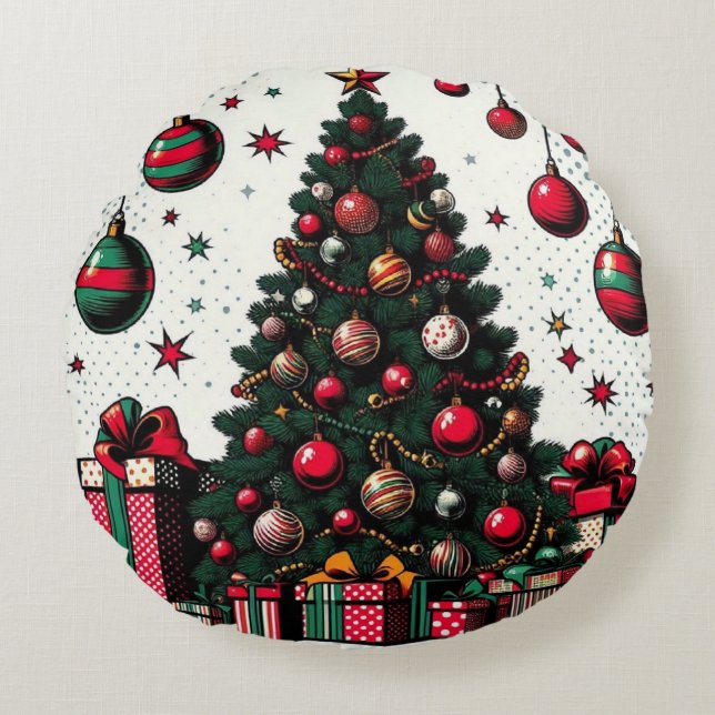 Almofada Redonda árvore de Natal (Frente)