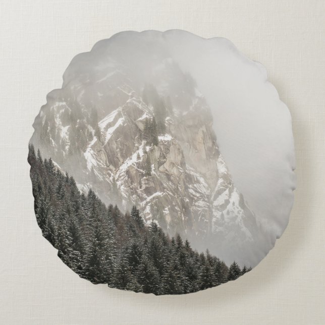 ALMOFADA REDONDA ÁRVORES DE PINOS VERDES (Frente)