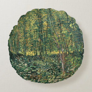 Almofada Redonda Árvores de Vincent van Gogh e Undergrowth, 1887