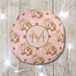 Almofada Redonda Árvores de Xadrez rosa, Pão-de-Pão-Castanho