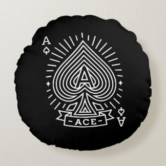 Almofada Redonda Ás de Espadas - Emblema Monoline Sunburst