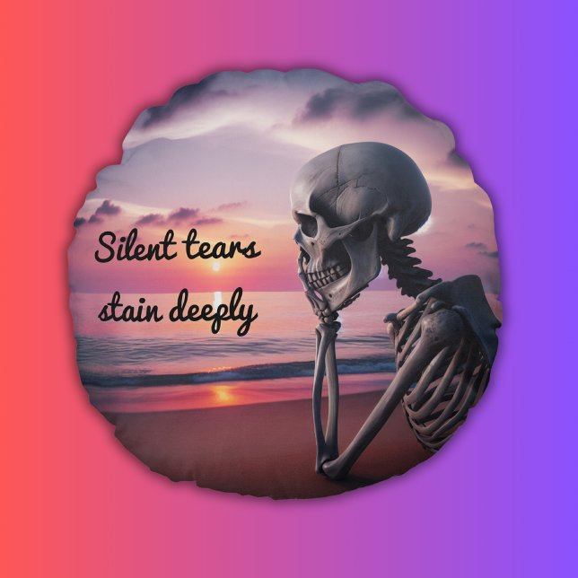 Almofada Redonda As lágrimas silenciosas mancham profundamente | (Criador carregado)