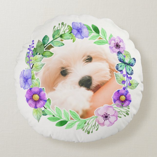 Almofada Redonda As suas 2 fotos no travesseiro decorativo Fotograf (Frente)