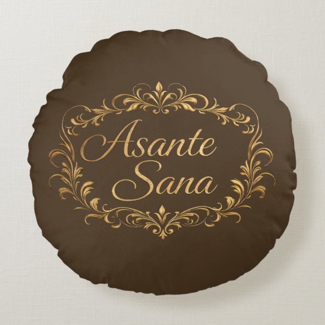 Almofada Redonda Asante Sana Espresso & Tan  – Gilded F Reversible  (Frente)