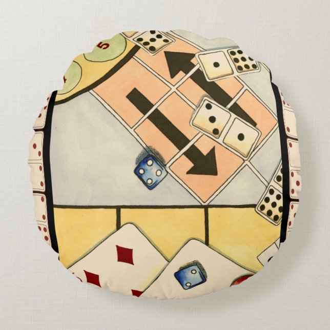 Almofada Redonda Assórdio Embrulhado de Jogos de Oportunidade (Frente)