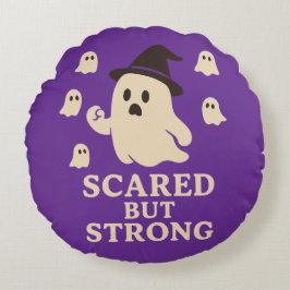 Almofada Redonda Assustado Mas Forte