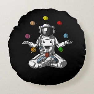 Almofada Redonda Astronauta Espacial Meditação Zen Yoga Planetas Có