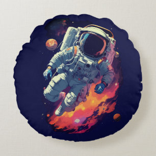 Almofada Redonda Astronauta perdido no fundo da Galáxia,