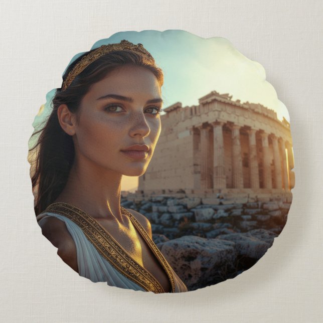 ALMOFADA REDONDA ATHENS - GREEK GODDESS (Frente)