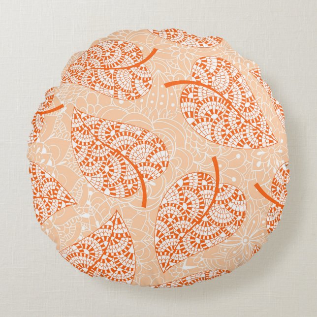 Almofada Redonda Autumn background. Leaf seamless patternbackground (Frente)