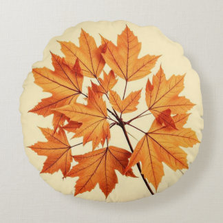 Almofada Redonda Autumn Maple Leaf Print: Fall Foliage
