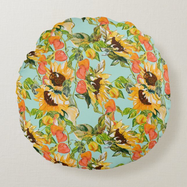 Almofada Redonda Autumn Splendor: Padrão Natural Invisível (Frente)