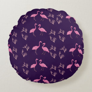 Almofada Redonda Aves do Flamingo Rosa