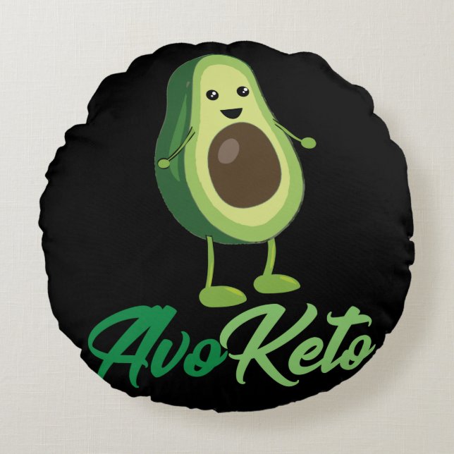 Almofada Redonda Avoketo - Funny Keto Avocado (Frente)