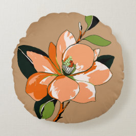 Almofada Redonda Azaléia Dourada em Bege