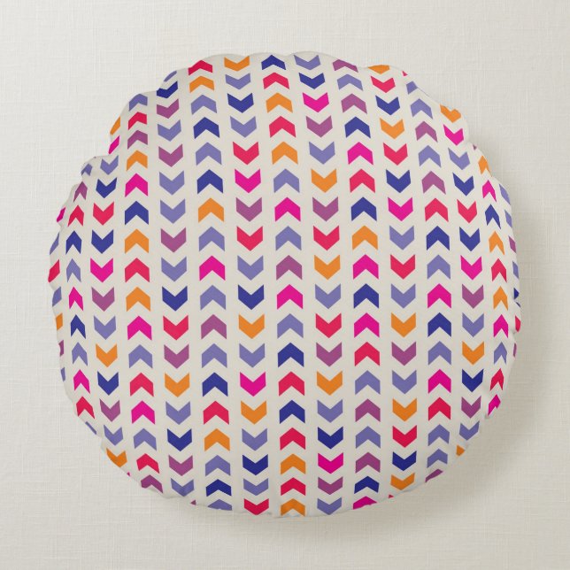 Almofada Redonda Aztec Chevron - padrão colorido (Frente)