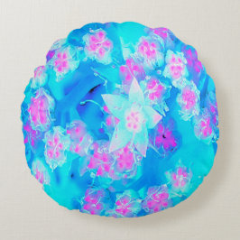 Almofada Redonda Azul e Rosa Quente - Suculente Submarino