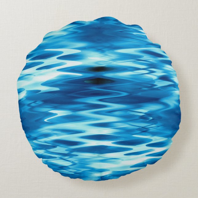 Almofada Redonda Azul-gradiente retido formando o redemoinho abstra (Verso)
