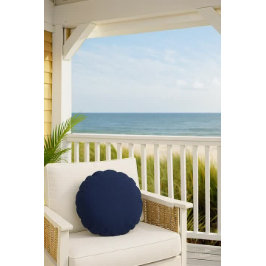 Almofada Redonda Azul Marinho Cor Sólida Simples Acento Decorativo