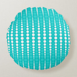 Almofada Redonda Azul Turquesa e Branco com Bolinh