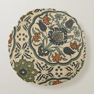 Almofada Redonda Azulejo Floral Decorativo