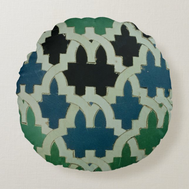 Almofada Redonda Azulejos de Azulejos do trono das sultões (Frente)