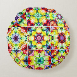 Almofada Redonda Azulejos do Mediterrâneo, Azulejos de Tinta Álcool