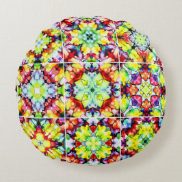 Almofada Redonda Azulejos do Mediterrâneo, Azulejos de Tinta Álcool