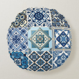 Almofada Redonda Azulejos do Mediterrâneo, Portugal, Azulejo, Majol