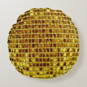 Almofada Redonda Azulejos do mosaico Dourado elegante luxo moderno