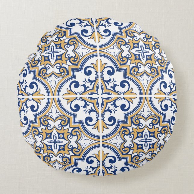 Almofada Redonda Azulejos em português 1 (Frente)