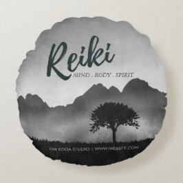 Almofada Redonda B&W Instrutor de Mediação do Mestre Yoga de Salóni