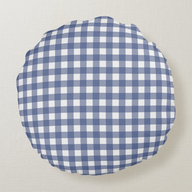 Almofada Redonda Baby Blue Gingham (Verso)