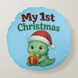 Almofada Redonda Baby Boy My 1st Christmas Dino