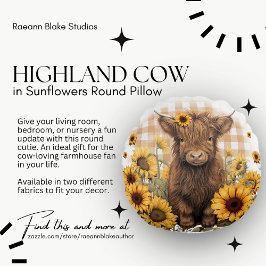 Almofada Redonda Baby Highland Cow Round Travesseiro