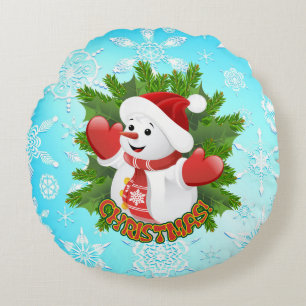 Almofada Redonda Baby Snowman com Ornament Crystal Snowflakes