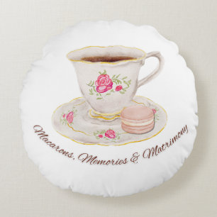 Almofada Redonda Bachelorette de Chá de panela Elegante do Tea Part