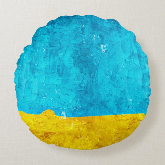 Almofada Redonda Background blue yellow art (Frente)