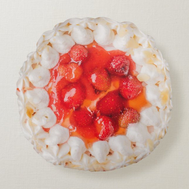 Almofada Redonda Bagaço de morango baga bolo de sobremesa chicotead (Frente)