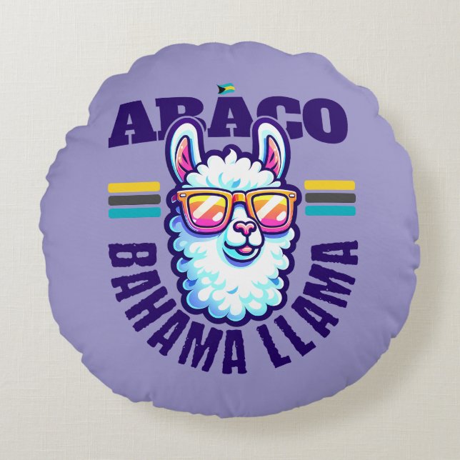 Almofada Redonda Bahamas Souvenir Gift : Abaco Bahamas Bahama Lama (Frente)