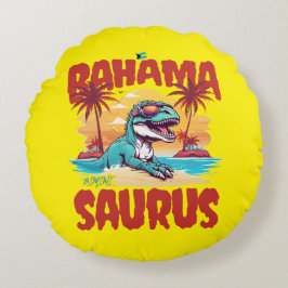 Almofada Redonda Bahamas Souvenir Gift: Bimini Bahama Saurus T-Rex