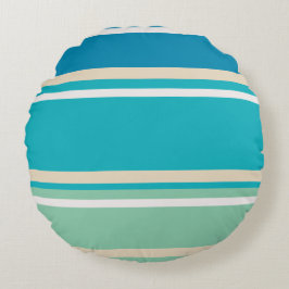 Almofada Redonda Bandas de azul, verde e turquesa
