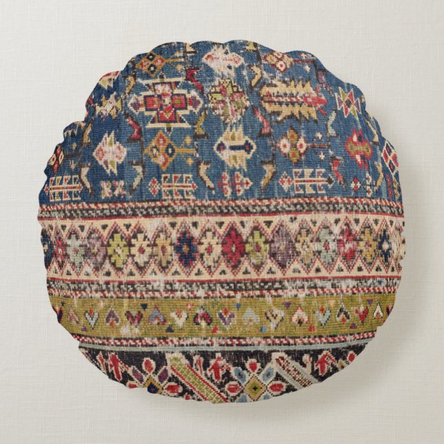 Almofada Redonda Bandas de mostarda Dusty Blue Kuba II  (Frente)