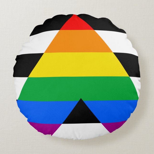Almofada Redonda Bandeira Aliada LGBTQ+ (Frente)