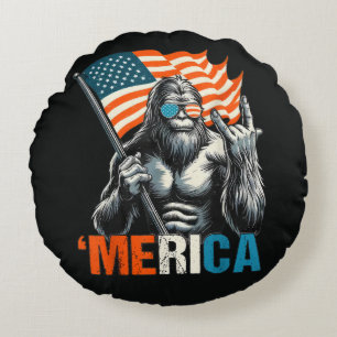Almofada Redonda Bandeira Americana do Rock Bigfoot Merica