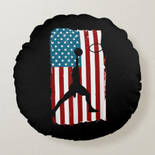 Almofada Redonda Bandeira Americana dos EUA Basquete Atleta Patriót