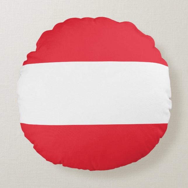 Almofada Redonda Bandeira Áustria (Áustria) (Frente)
